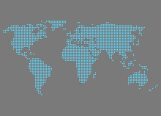 Fototapeta na wymiar Weltkarte aus Punkten grau und blau