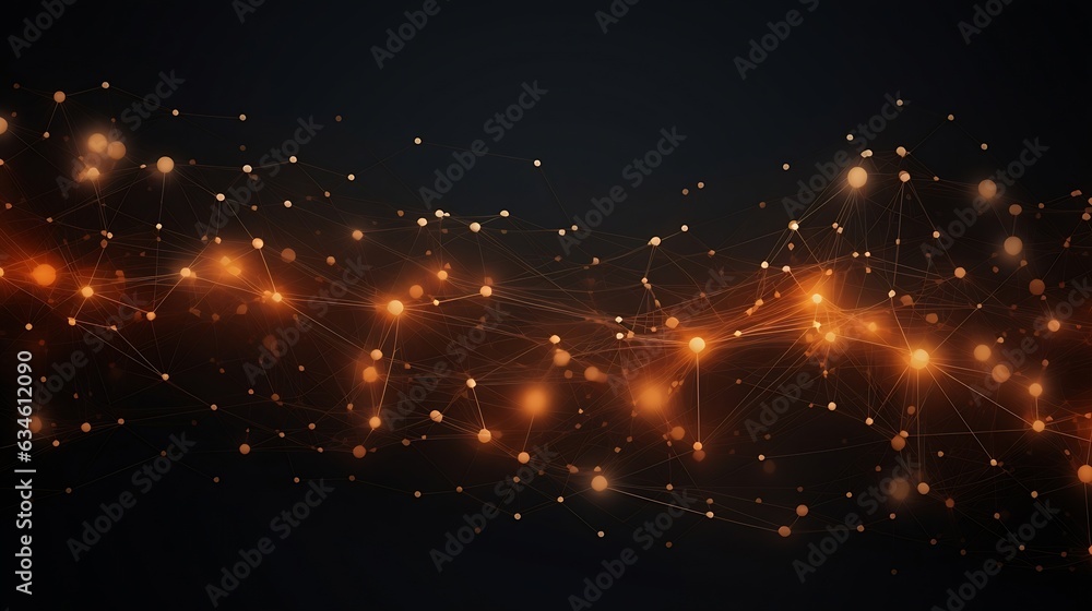 Aufkleber Generative AI : Wave of dots and weave lines. Abstract background. Network connection structure.