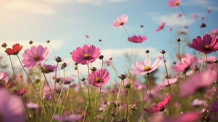 Generative AI : Summer flowers meadow