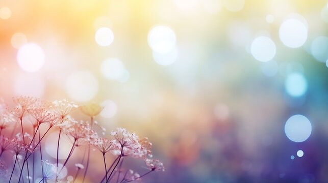 Generative AI : Blurred nature, abstract bokeh background.Summer holiday concept.