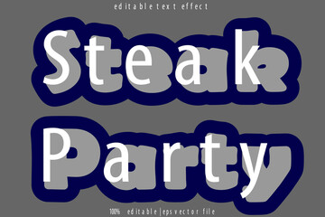 Steak Party Editable Text Effect Emboss Cartoon Style