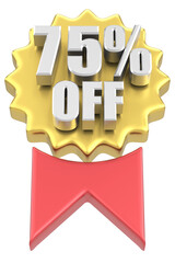 Seventy five percent off. 75% off. Sale badge.