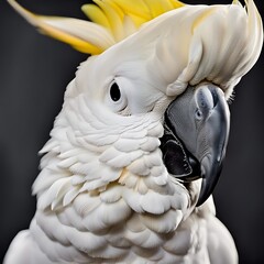 extreme shot of cockatoo parrot isolated on dark