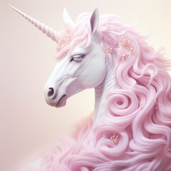 A high detailed HQ photo of pastel pink unicorn ,Generative AI