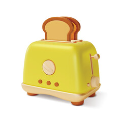 3d Toaster with Slices of Toasted Bread for Breakfast Cartoon Style. Vector illustration of Kitchen Electric Appliance
