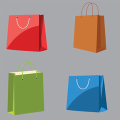 paper shopping bags set Vector template.