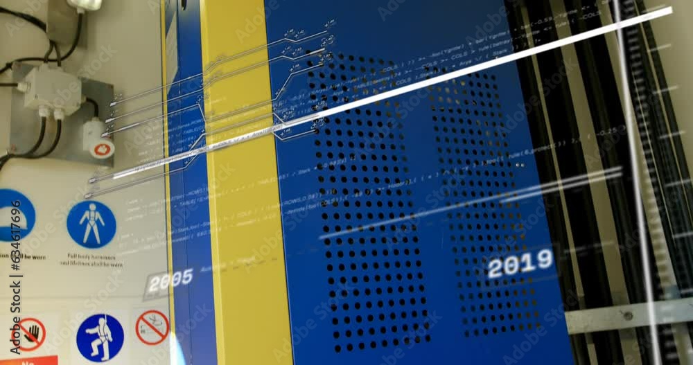 Poster animation of interface with data processing against charging station