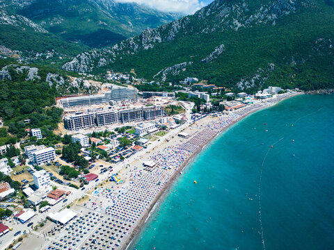Canj in Montenegro. Aerial view of paradise tropical beach, surrounded by green hills. Montenegro. Balkans. Europe.