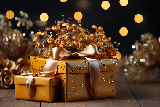 Festive Christmas Magic: Wrapped Gift in a Cozy Atmosphere