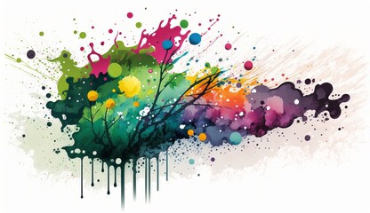 Fototapeta premium colorful splatter splash, watercolor style Generative AI