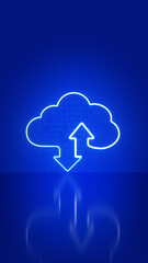 Armor cloud storage sign with two up and down arrows. Cloud computing, data center. Vertical Size.