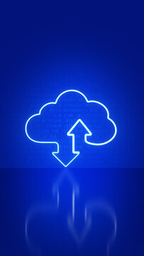 Armor cloud storage sign with two up and down arrows. Cloud computing, data center. Vertical Size.
