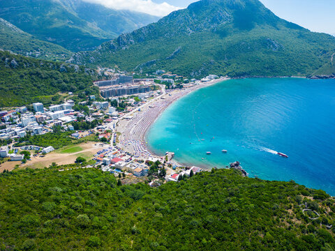 Canj in Montenegro. Aerial view of paradise tropical beach, surrounded by green hills. Montenegro. Balkans. Europe.
