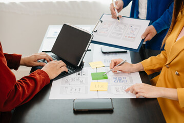UX graphic designer planning application process development prototype wireframe for web smart...