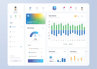 Infographic dashboard. UI UX design with graphs, charts and diagrams. Web interface template for business presentation