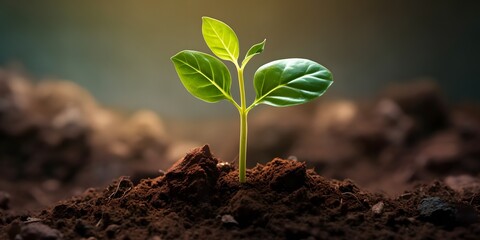 Fototapeta na wymiar young plant in soil, AI Generative