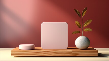 3D Podium Display pentagon, Minimal Nutrition slye, White Pastel color, For Presentation Banner on the website, Clean and Minimal, Generative AI