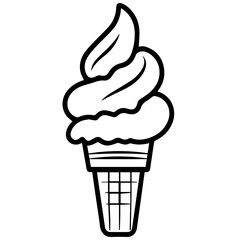 Ice cream cone vector line icon isolated on white background