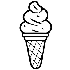 Ice cream cone vector line icon isolated on white background