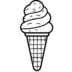 Ice cream cone vector line icon isolated on white background