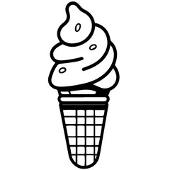 Ice cream cone vector line icon isolated on white background