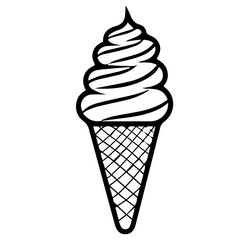 Ice cream cone vector line icon isolated on white background