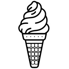 Ice cream cone vector line icon isolated on white background