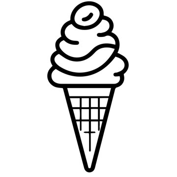 Ice cream cone vector line icon isolated on white background