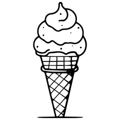 Ice cream cone vector line icon isolated on white background