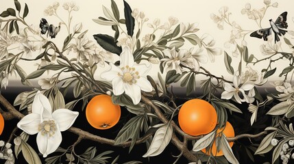 orange and flowers