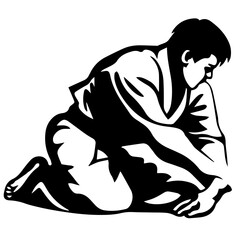 Sketch judoist, judoka athlete duel, fight, judo, pack of sport figure silhouette outline