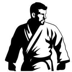 Fototapeta na wymiar Sketch judoist, judoka athlete duel, fight, judo, pack of sport figure silhouette outline