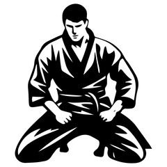 Sketch judoist, judoka athlete duel, fight, judo, pack of sport figure silhouette outline