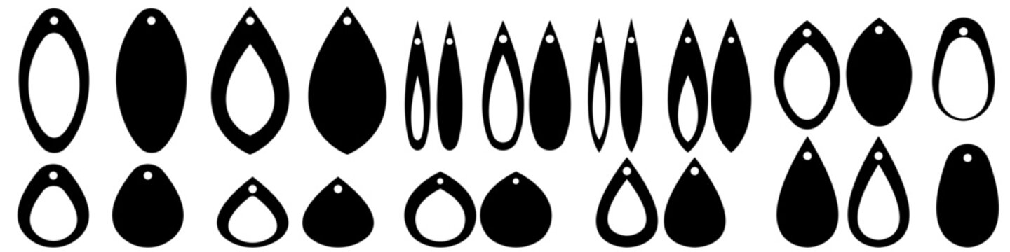 Earrings icon vector set. Teardrop earrings illustration sign collection. Bijouterie symbol or logo.