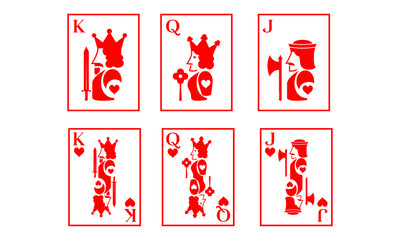 Illustration sets of heart-playing cards characters such as king clovers, queen clovers, and jack clovers