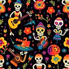 seamless pattern with skull and crossbones