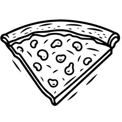 Outline pizza slices, whole pizza. Vector simple Doodle style
