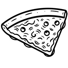 Outline pizza slices, whole pizza. Vector simple Doodle style