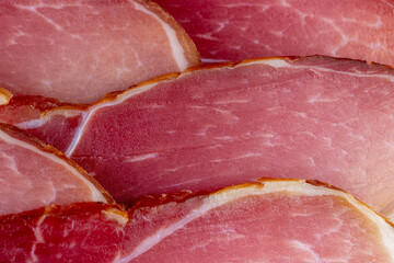 pink dry pork ham, close up