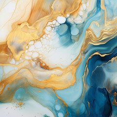 Naklejka premium Abtract fluid art painting,luxury abstract fluid,alcohol ink art painting with gold decroation