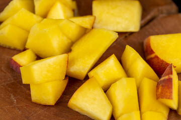 ripe delicious and fresh peaches of a red hue