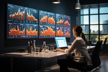 Business team analyzing data and charts in a conference - stock photography concepts