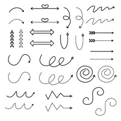 Set of hand drawn doodle arrows. Vector illustration for your design