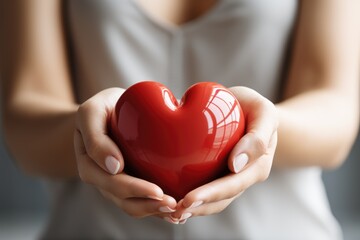 Close-up of a persons hand holding a heart-shaped symbol - stock photography concepts