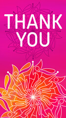 Thank You Mandala Design Element Pink Orange Yellow Magenta Text Vertical 