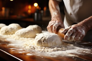 Close-up of hands rolling out dough - stock photography concepts