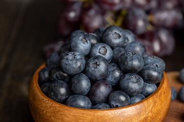 Ripe blueberries on the table