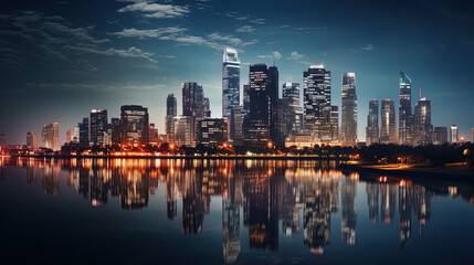 Obraz premium cityscape multi-layered city view River tower, generative ai
