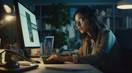Fototapeta na wymiar women working on computer in office