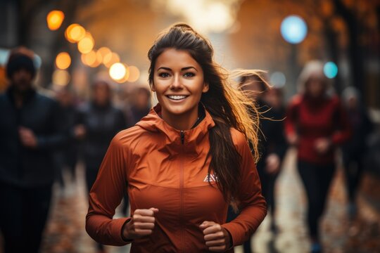 People participating in a local charity run  - stock photography concepts